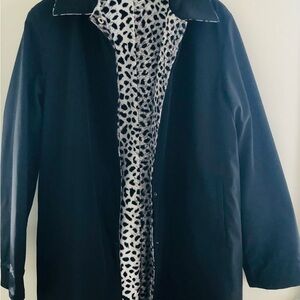 Talbots REVERSEABLE Black    Trench Coat with Animal Print Lining